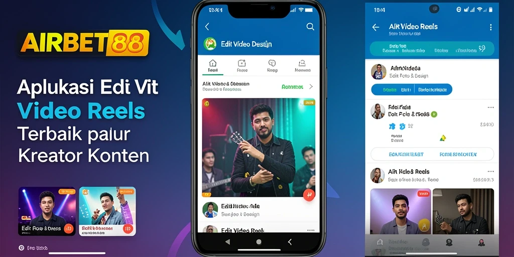 Tampilan antarmuka aplikasi AIRBET88 untuk mengedit video Reels.