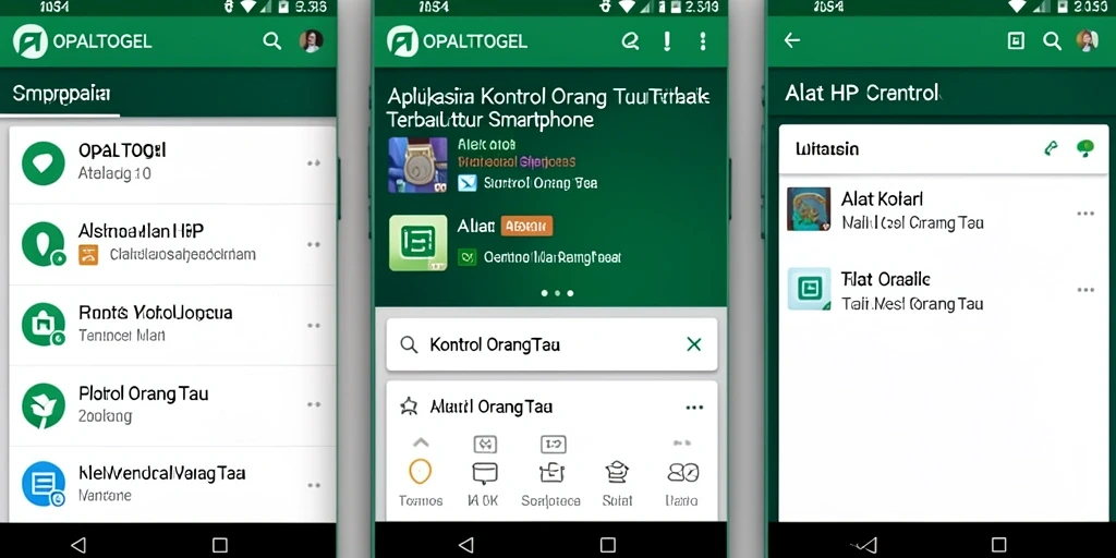 Antarmuka aplikasi OPALTOGEL menunjukkan fitur-fitur kontrol orang tua dengan jelas.