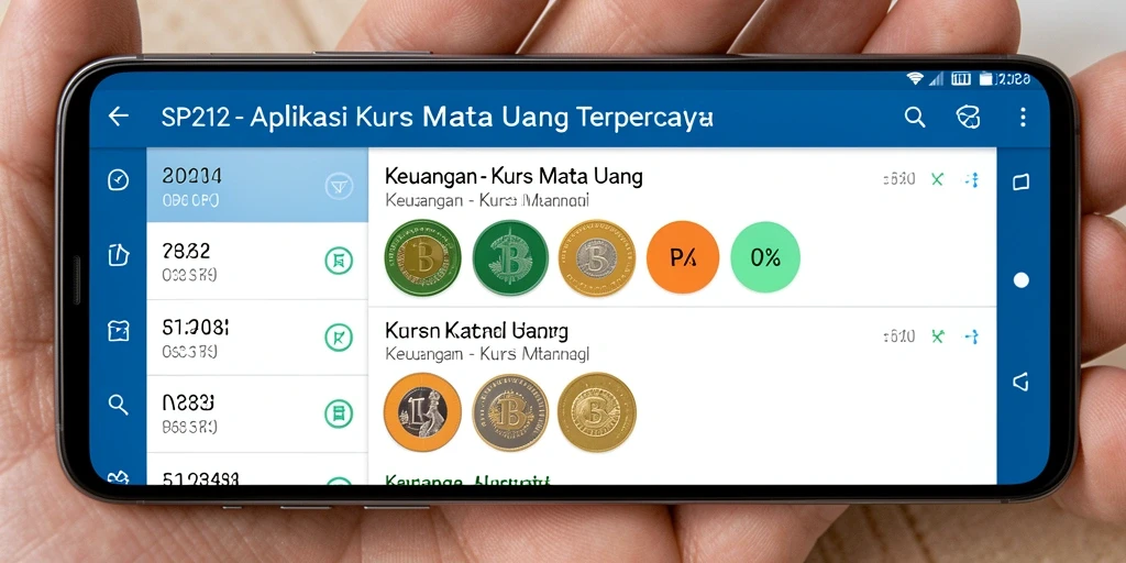 Antarmuka aplikasi SP212 yang bersih dan fungsional untuk Kurs Mata Uang.