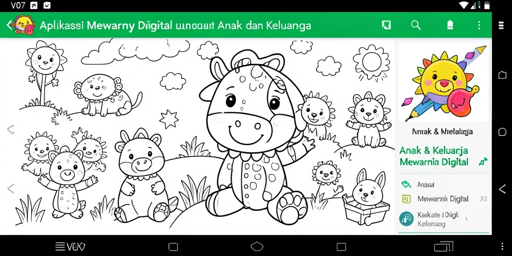 Antarmuka V07 menunjukkan fitur mewarnai digital yang interaktif dan menarik.