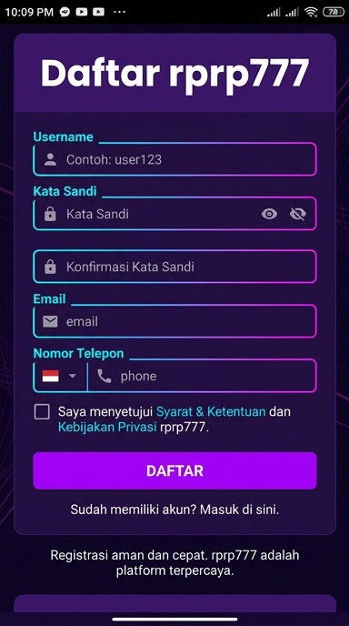 Panduan Registrasi Akun Baru rprp777 untuk Pengguna Android